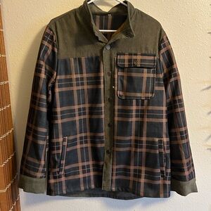 Plaid Green and Brown Shirt Jacket